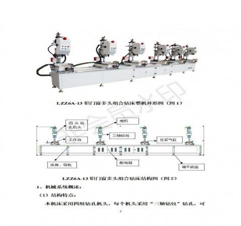 斷橋鋁門窗設備六頭鉆使用說明書
